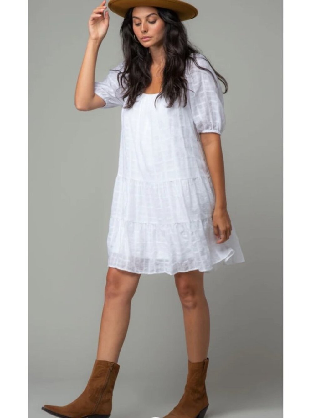 Love Stitch Wild One White Tiered Mini Dress